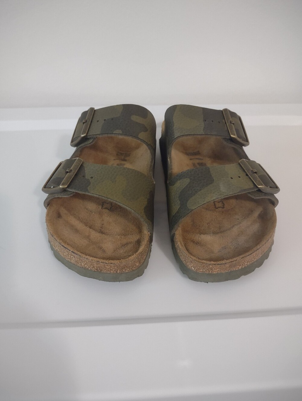 Birkenstock Women's Arizona Sandals Green Camo Sz 38 Narrow Fit - Picture 5 of 7